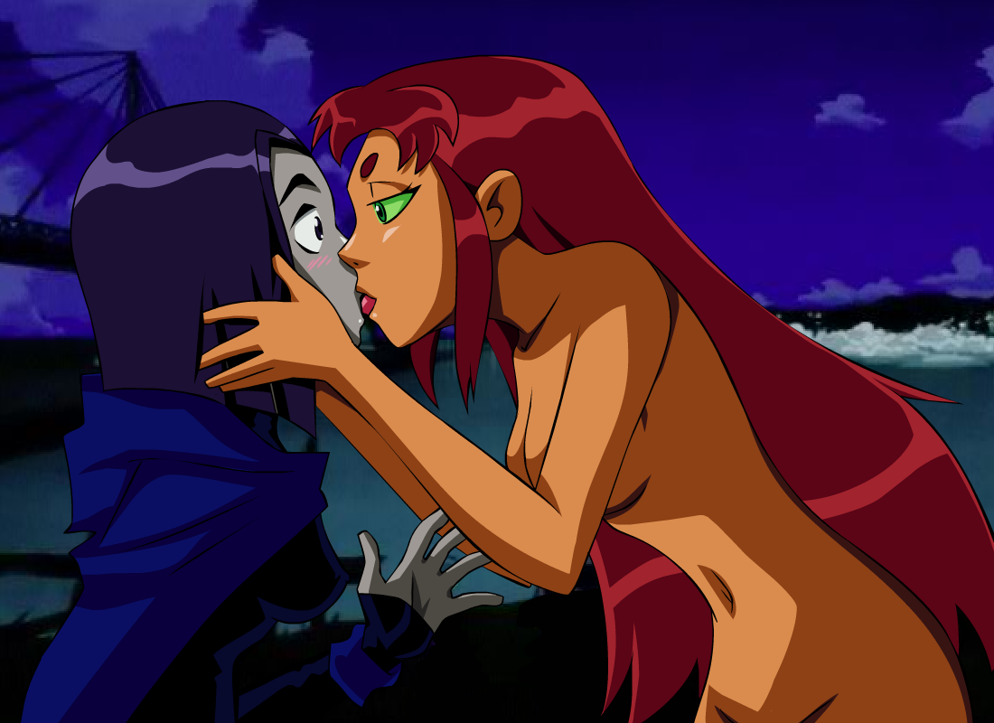 Starfire & Raven kissing