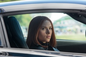 Black Widow in a sports car.jpg