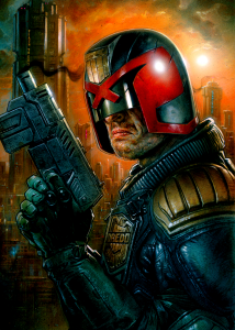 Judge Dredd with his trusty gun.png