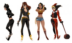 Catwoman batgirl wonder woman, harley quinn.jpg