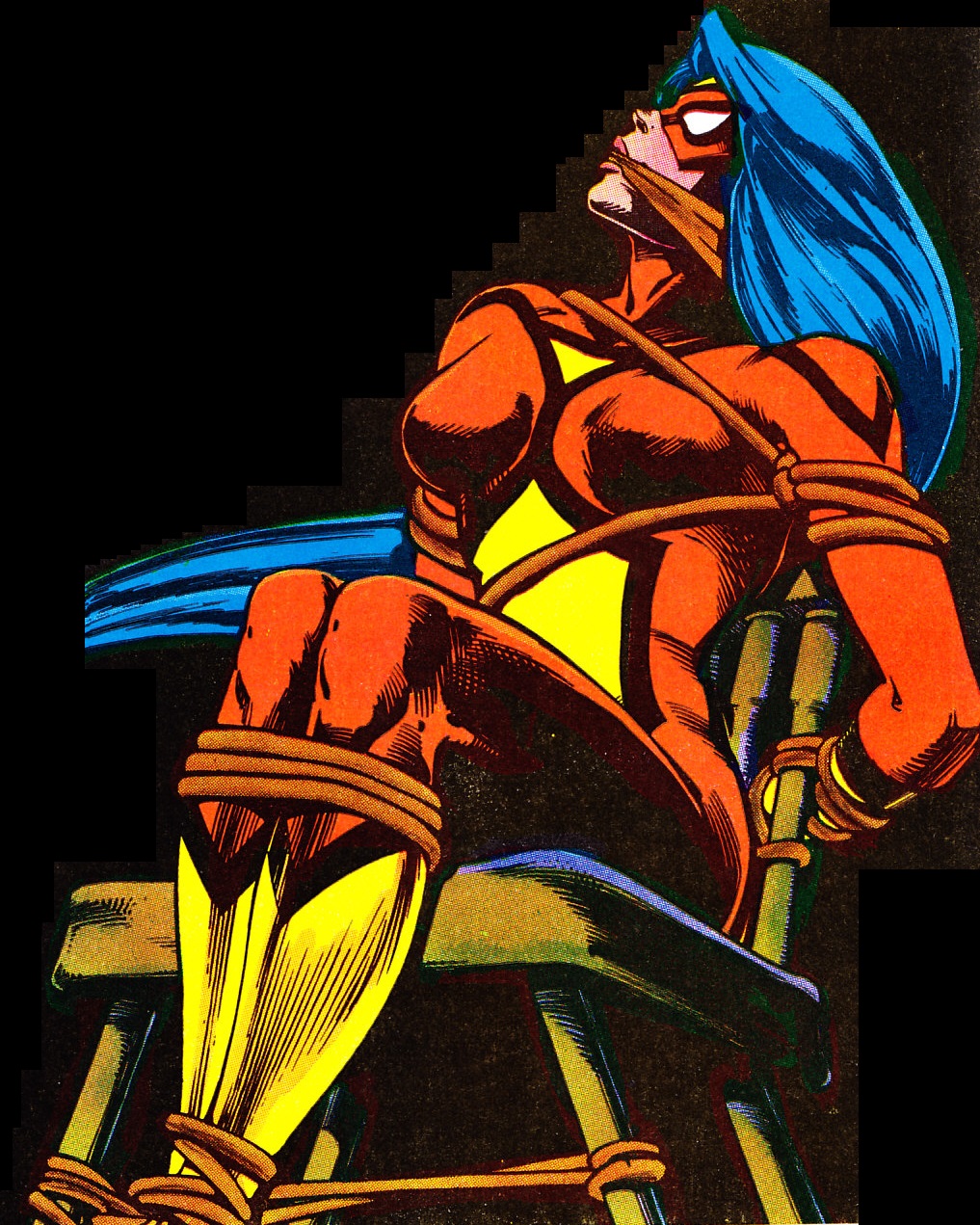 Spider woman tied up