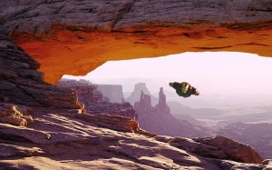 iron man flying through a natural arch.jpg