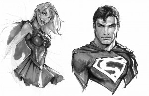 supergirl and superman sketches.jpg