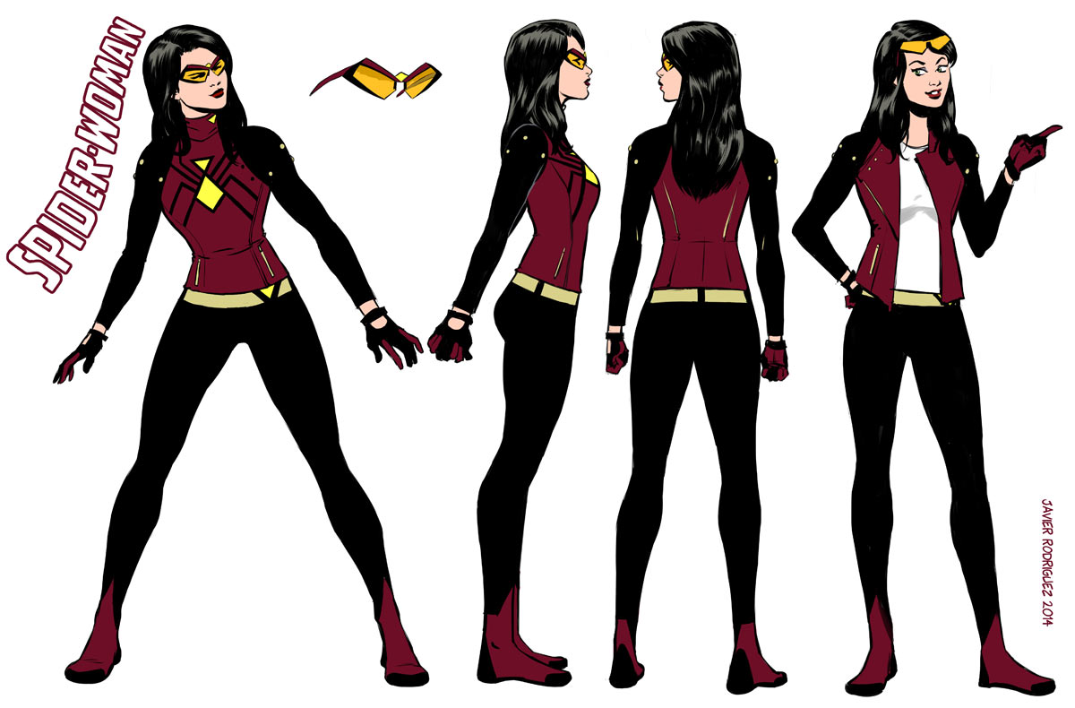 Spider-woman (Jessica Drew) gets a new costume. 