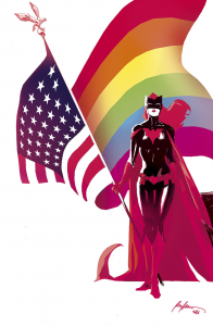 Batwoman with a gay American flag.png