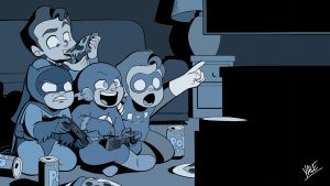 Chibi Super heros watching tv.jpg
