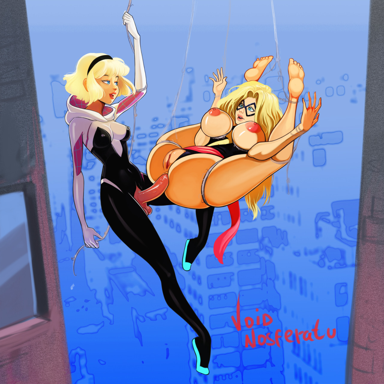 Spider-Gwen and Ms. Marvel (Carol Danvers) by Void Nosferatu.