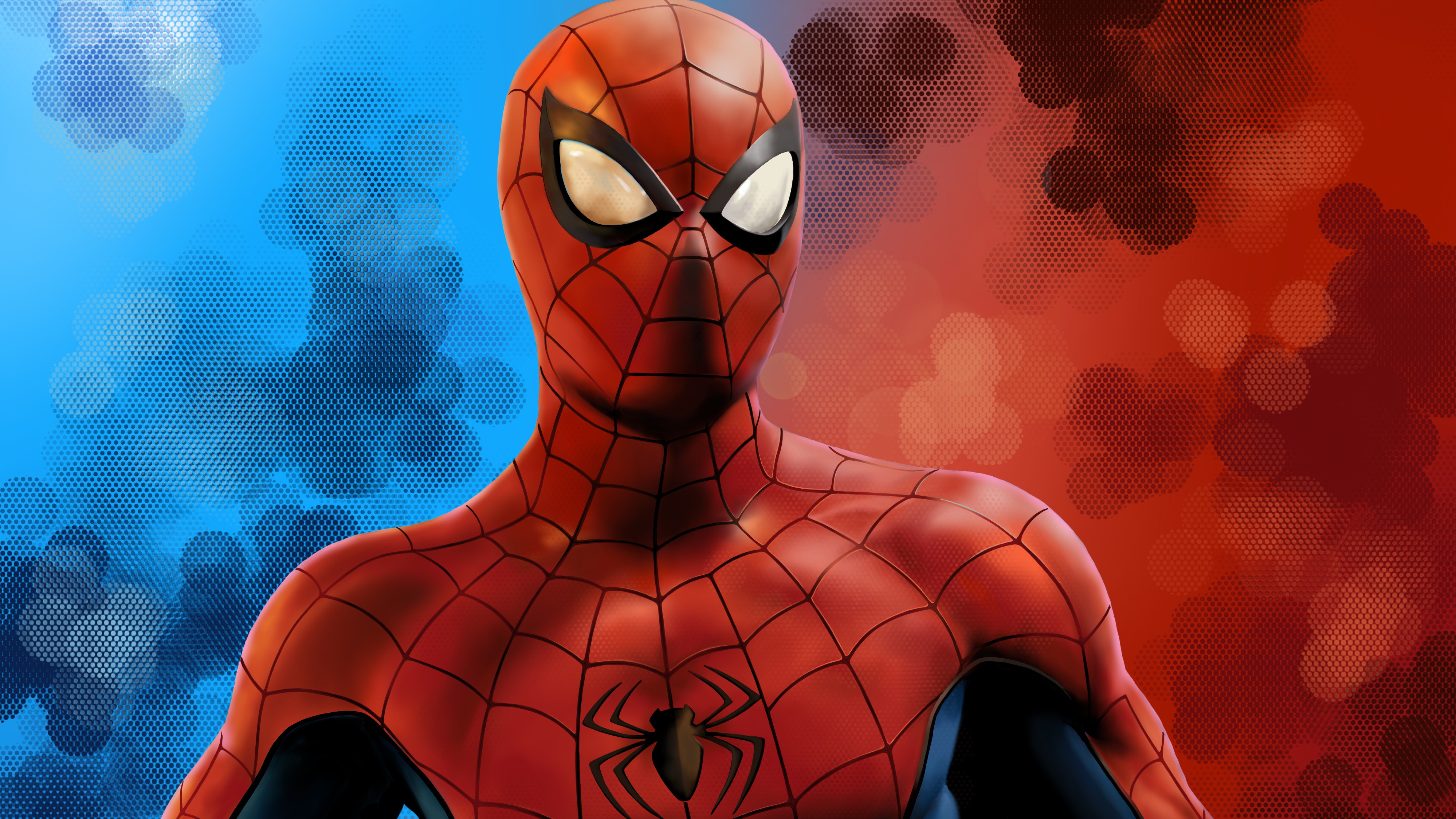 Spider-man has dots Spider-man has dots