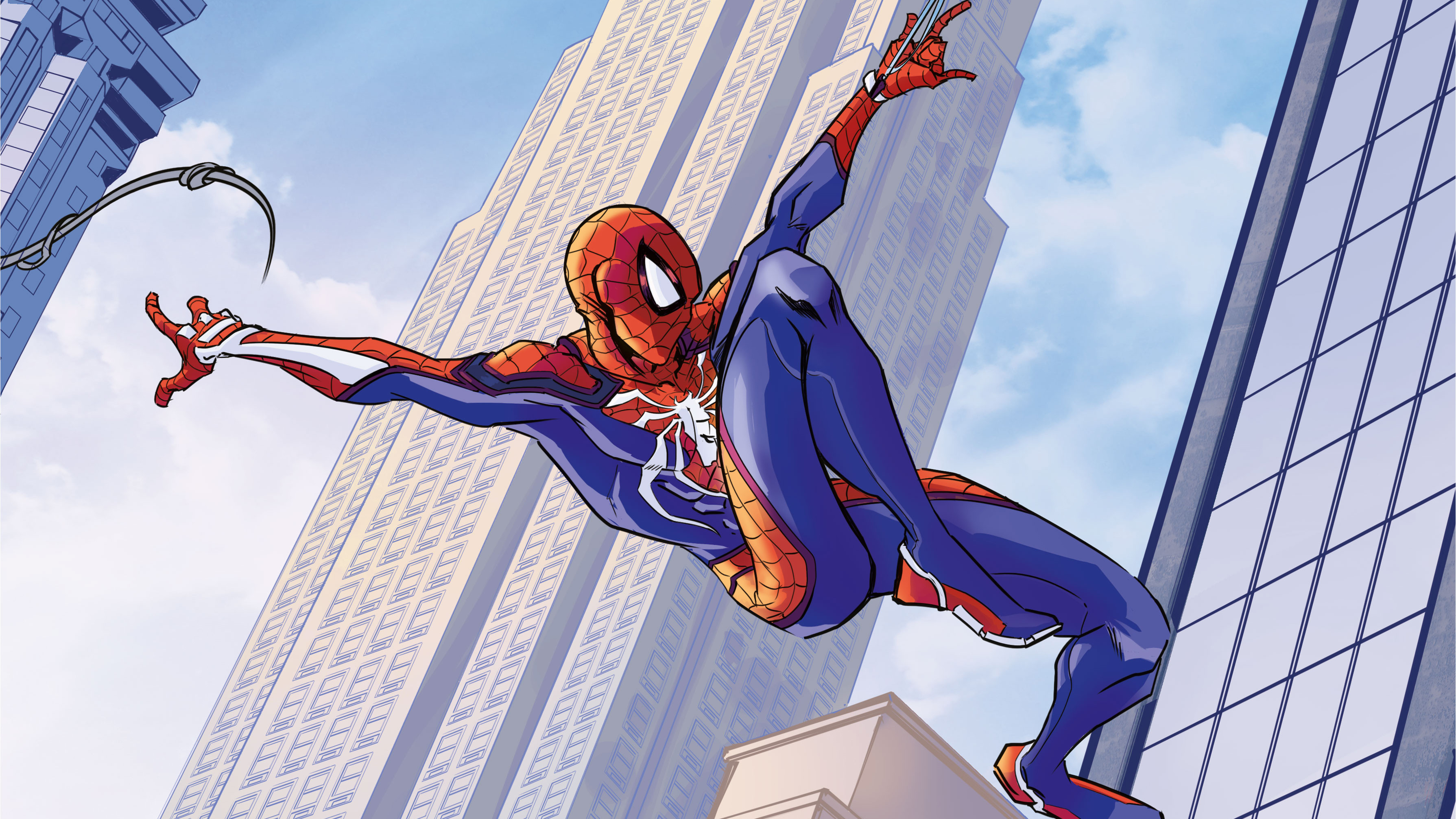 Spider-man leaps from web Spider-man leaps from web
