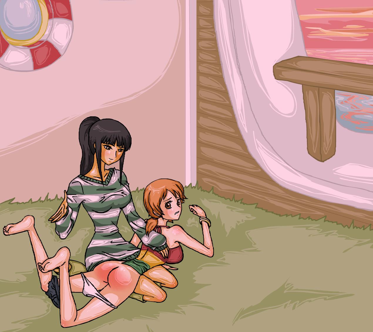 One piece spanking ✔ Luffy spanking Nami - One Piece Hentai Image.